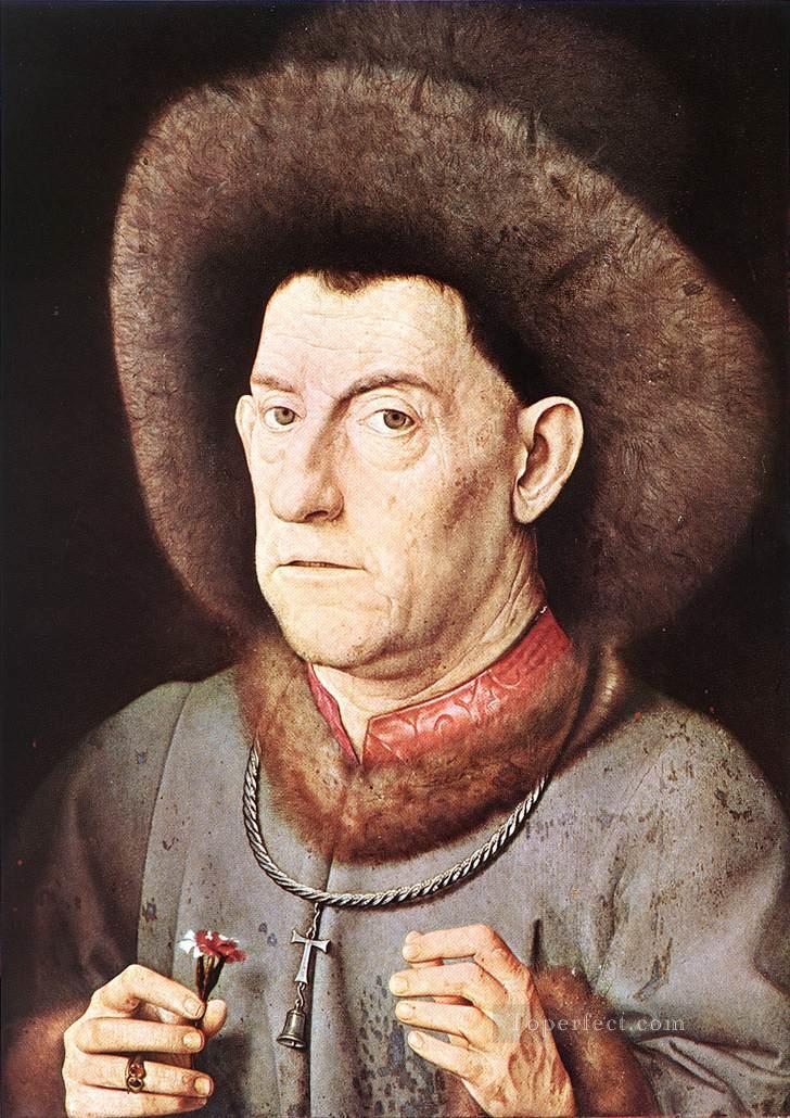 カーネーションを持つ男の肖像 ルネッサンス ヤン・ファン・エイク油絵